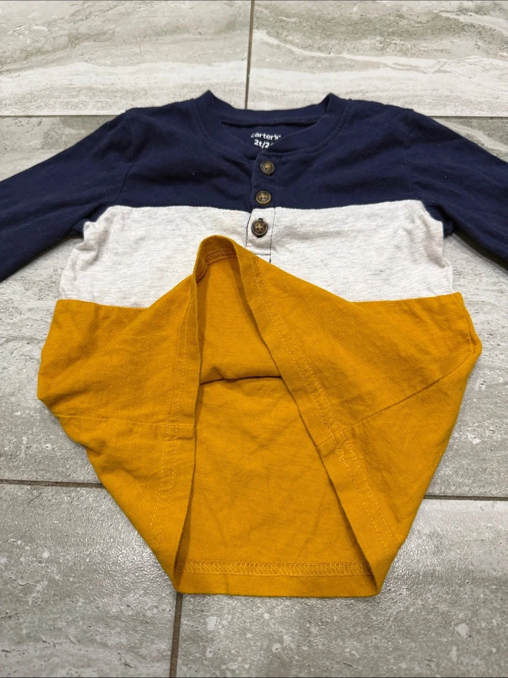 Carter's Navy, Gray & Mustard Colorblock Henley Long-Sleeve Shirt